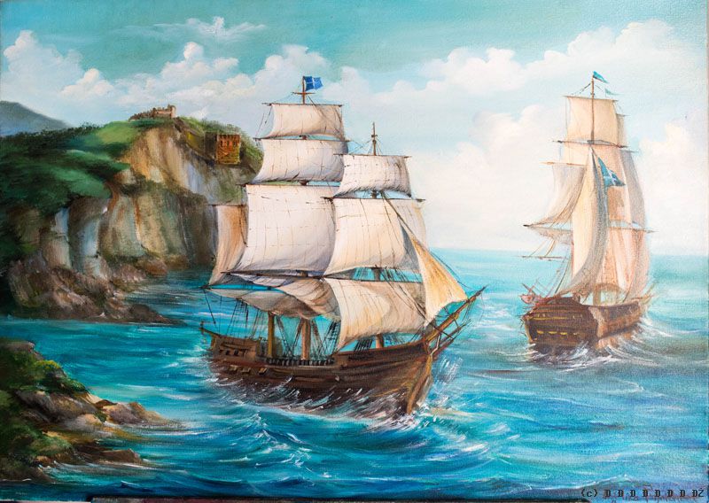 Как нарисовать море с кораблем